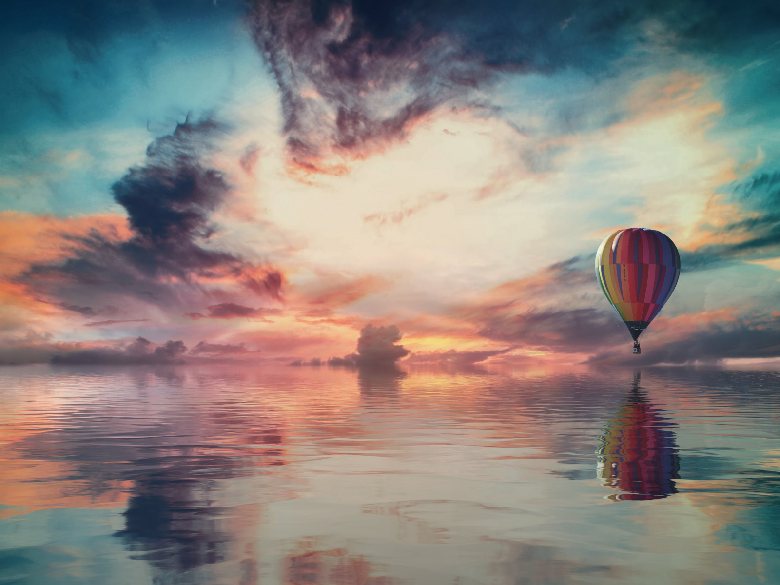 Fantasy travel with the hot air balloon wallpaper 1600x1200