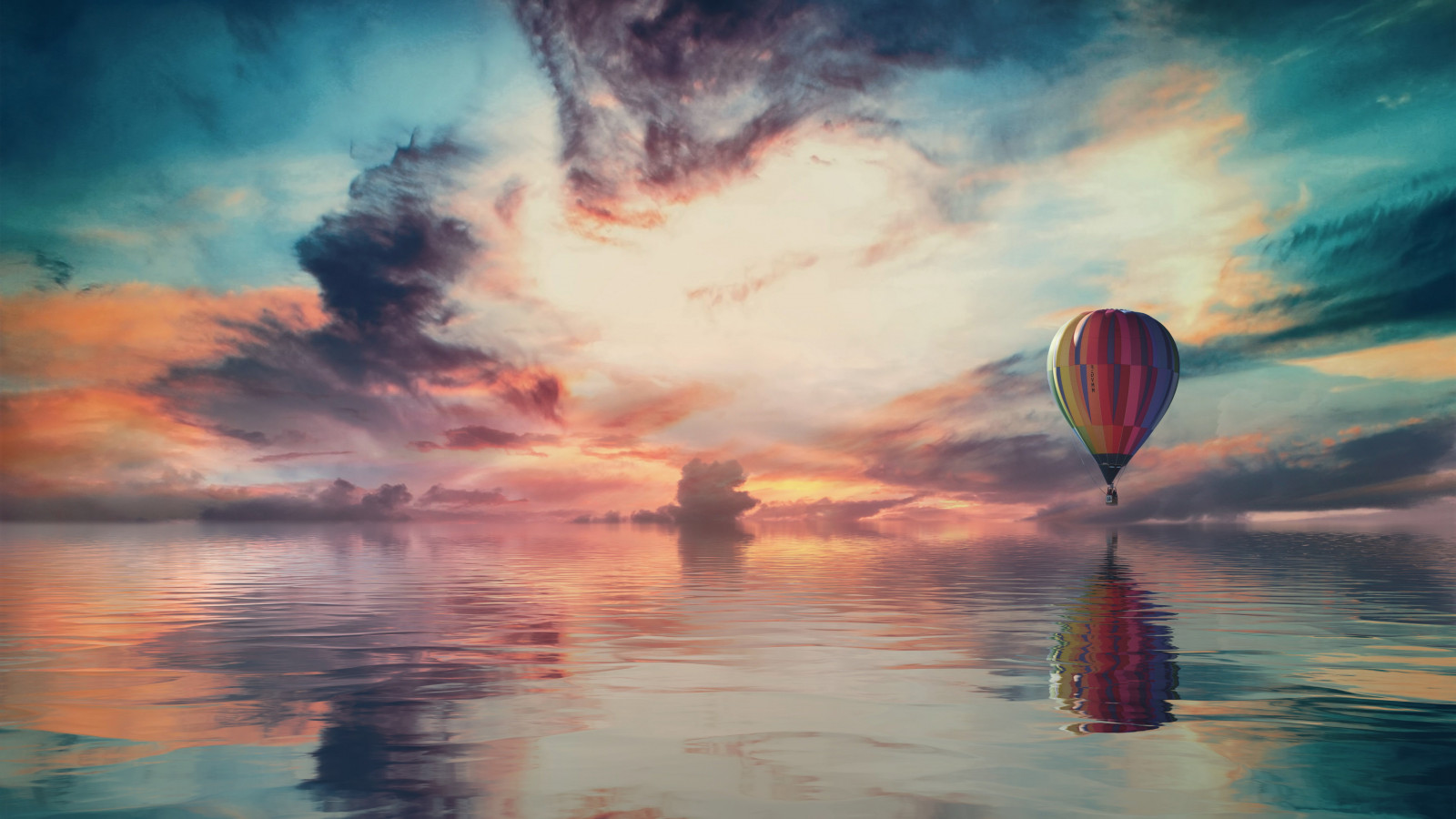Fantasy travel with the hot air balloon wallpaper 1600x900