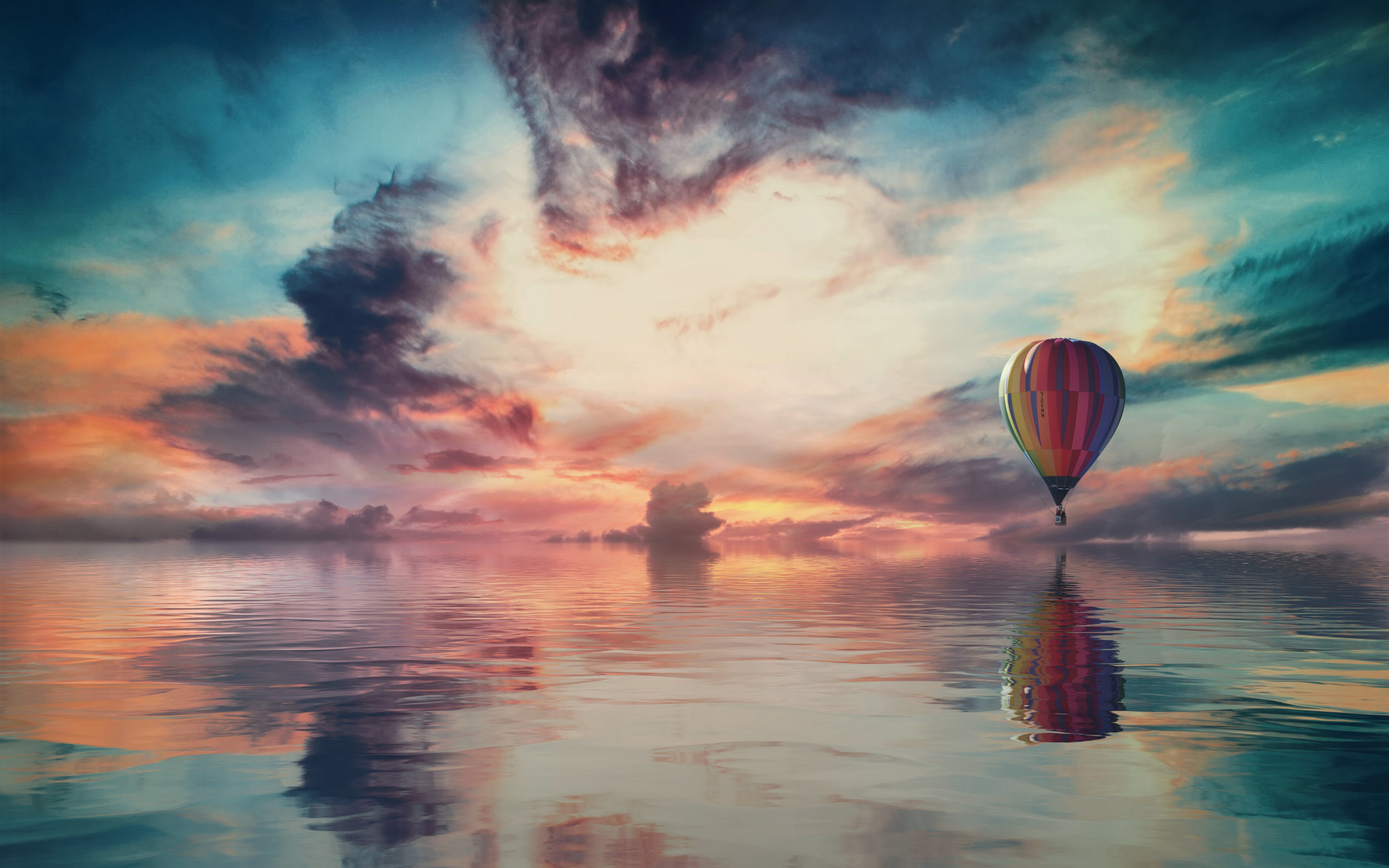 Fantasy travel with the hot air balloon wallpaper 2560x1600