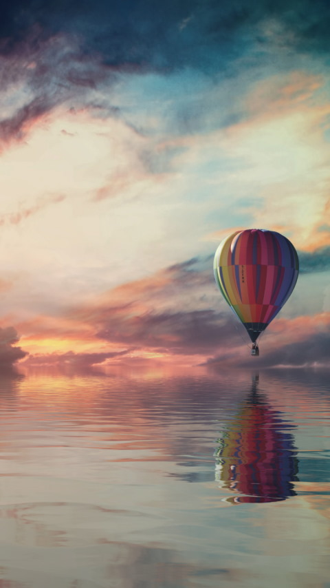 Fantasy travel with the hot air balloon wallpaper 480x854