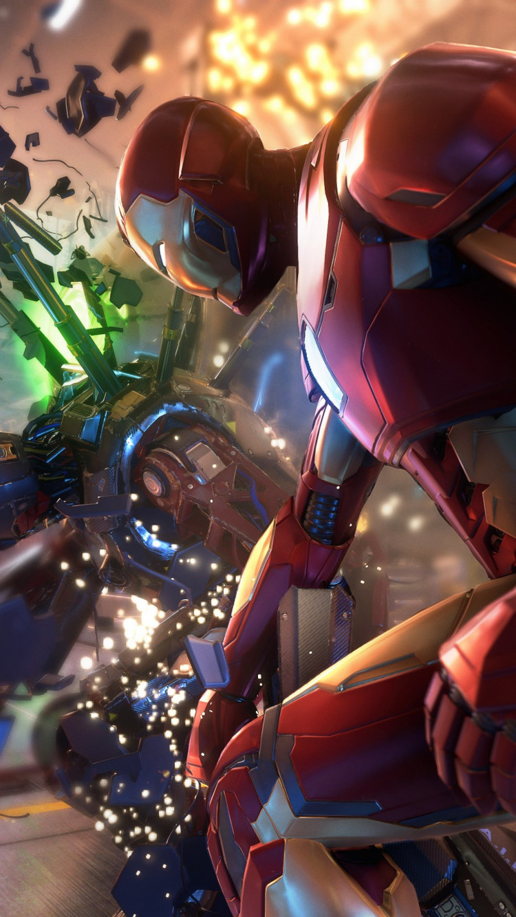 Iron Man in Marvel's Avengers video game wallpaper 750x1334
