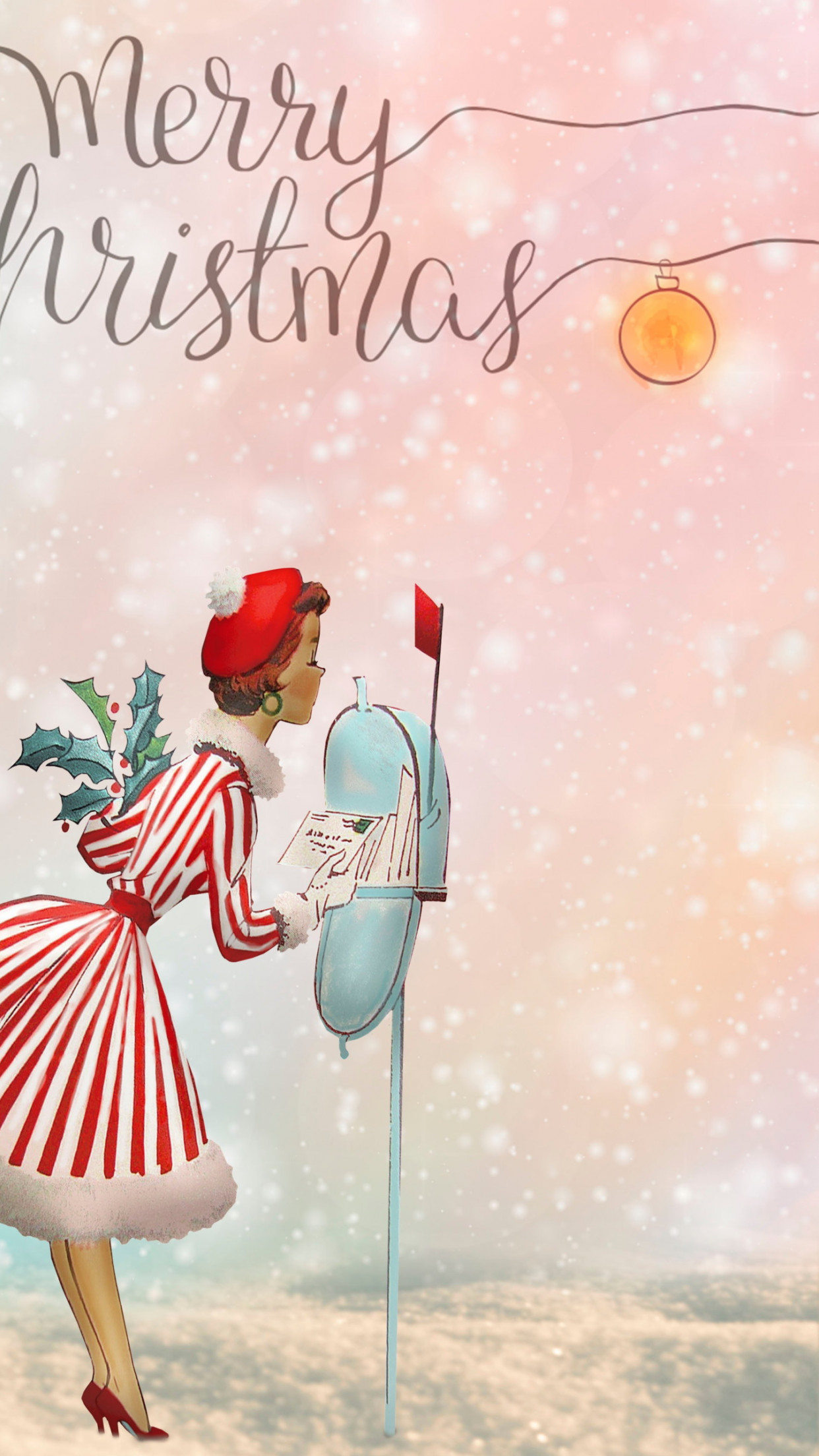 Merry Christmas 2020 Illustration wallpaper 1242x2208