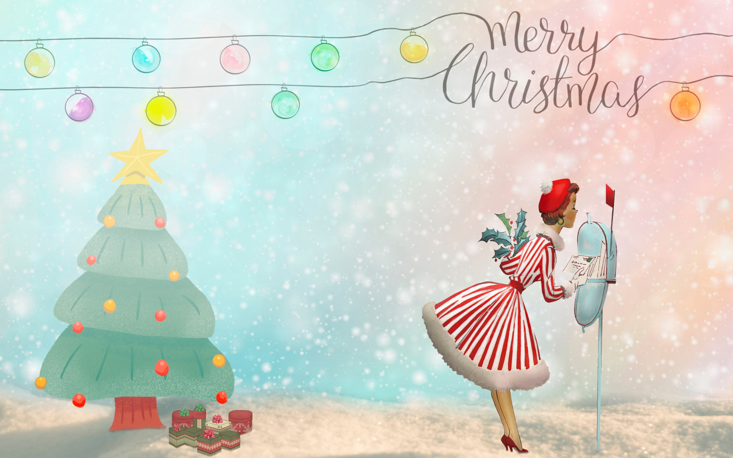 Merry Christmas 2020 Illustration wallpaper 1440x900