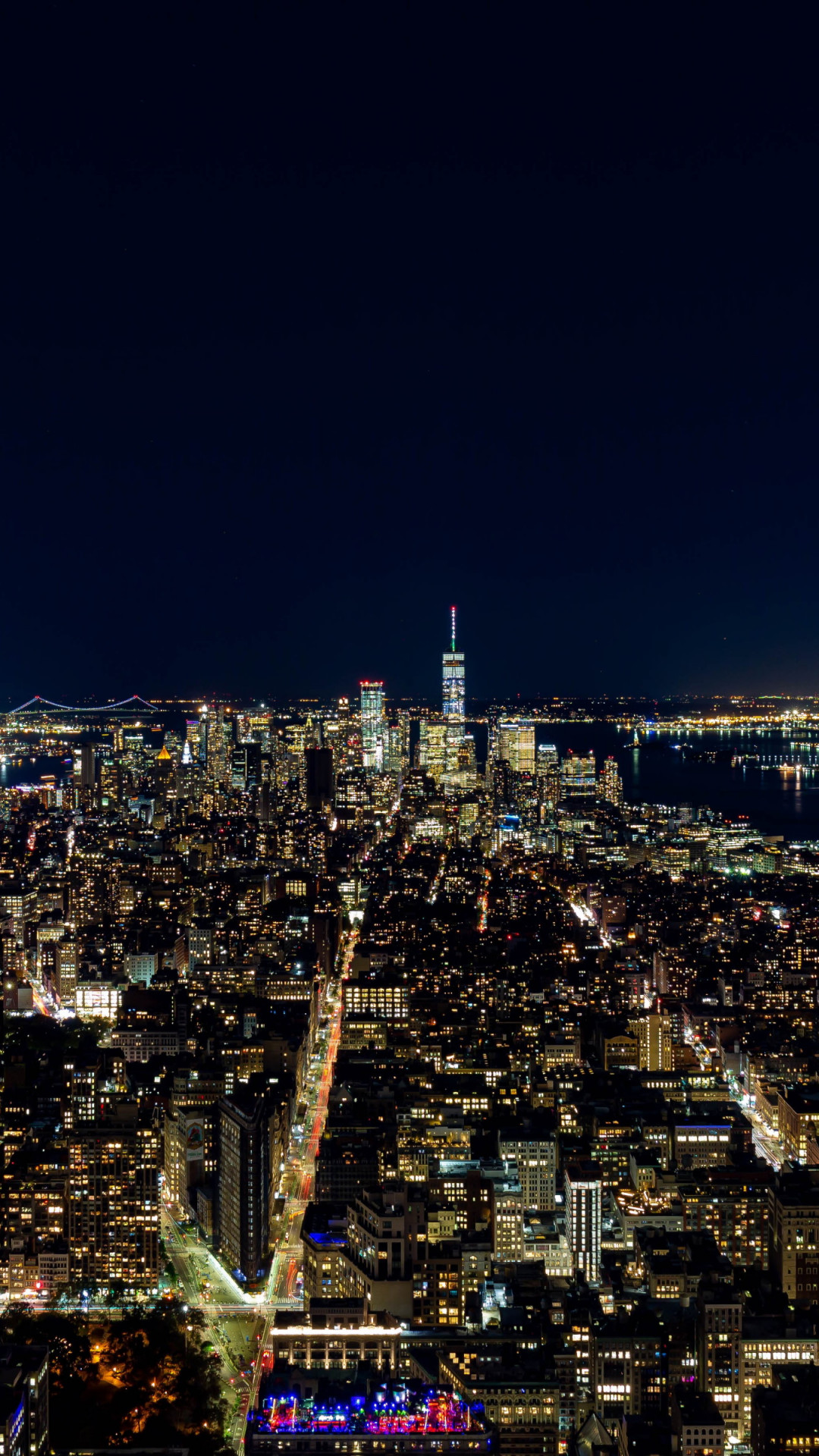Night skyline from New York wallpaper 1080x1920