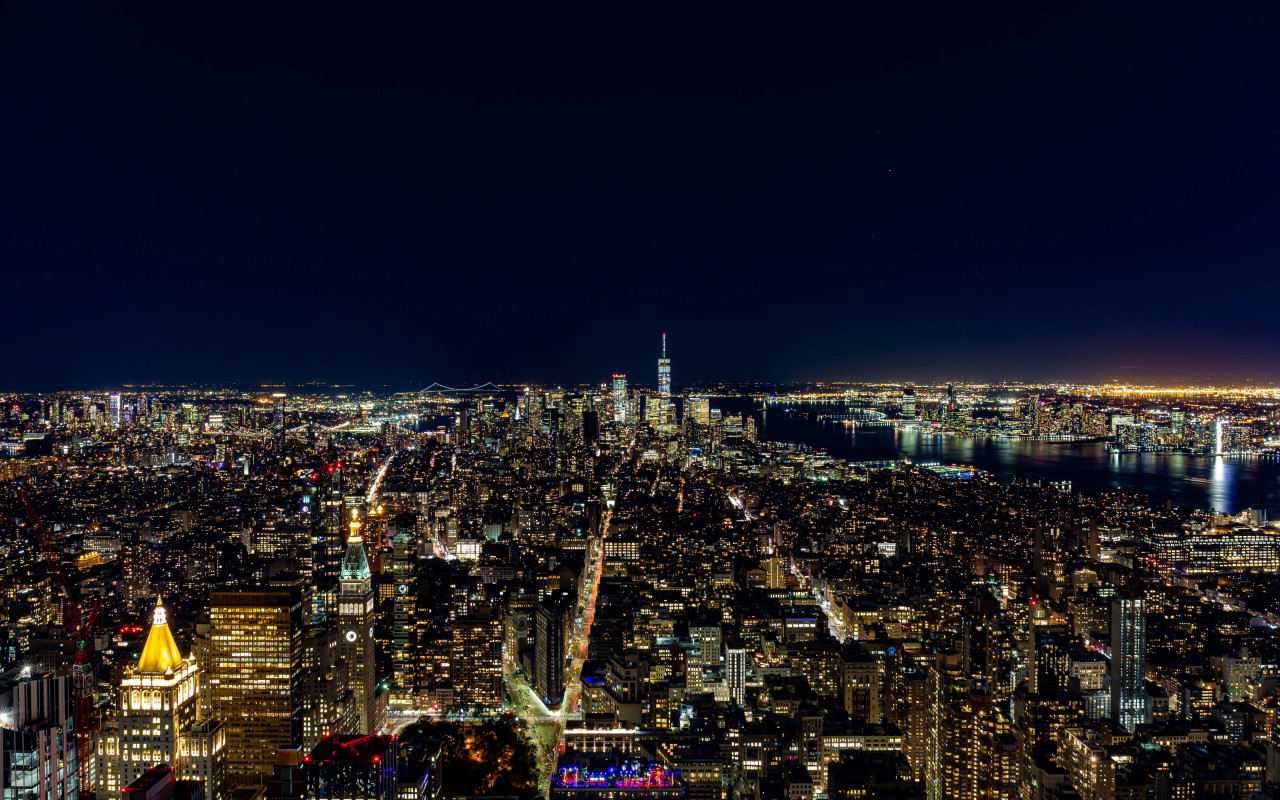 Night skyline from New York wallpaper 1280x800