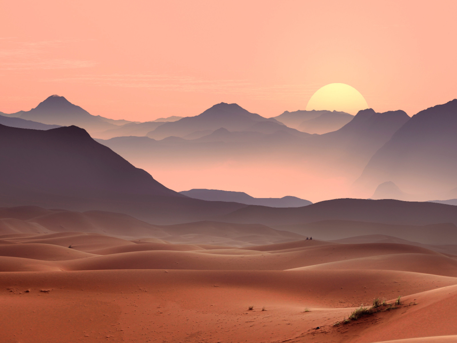 Sunset on the desert dunes wallpaper 1600x1200