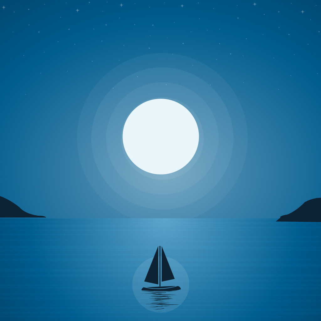Boat trip under the moonlight wallpaper 1024x1024