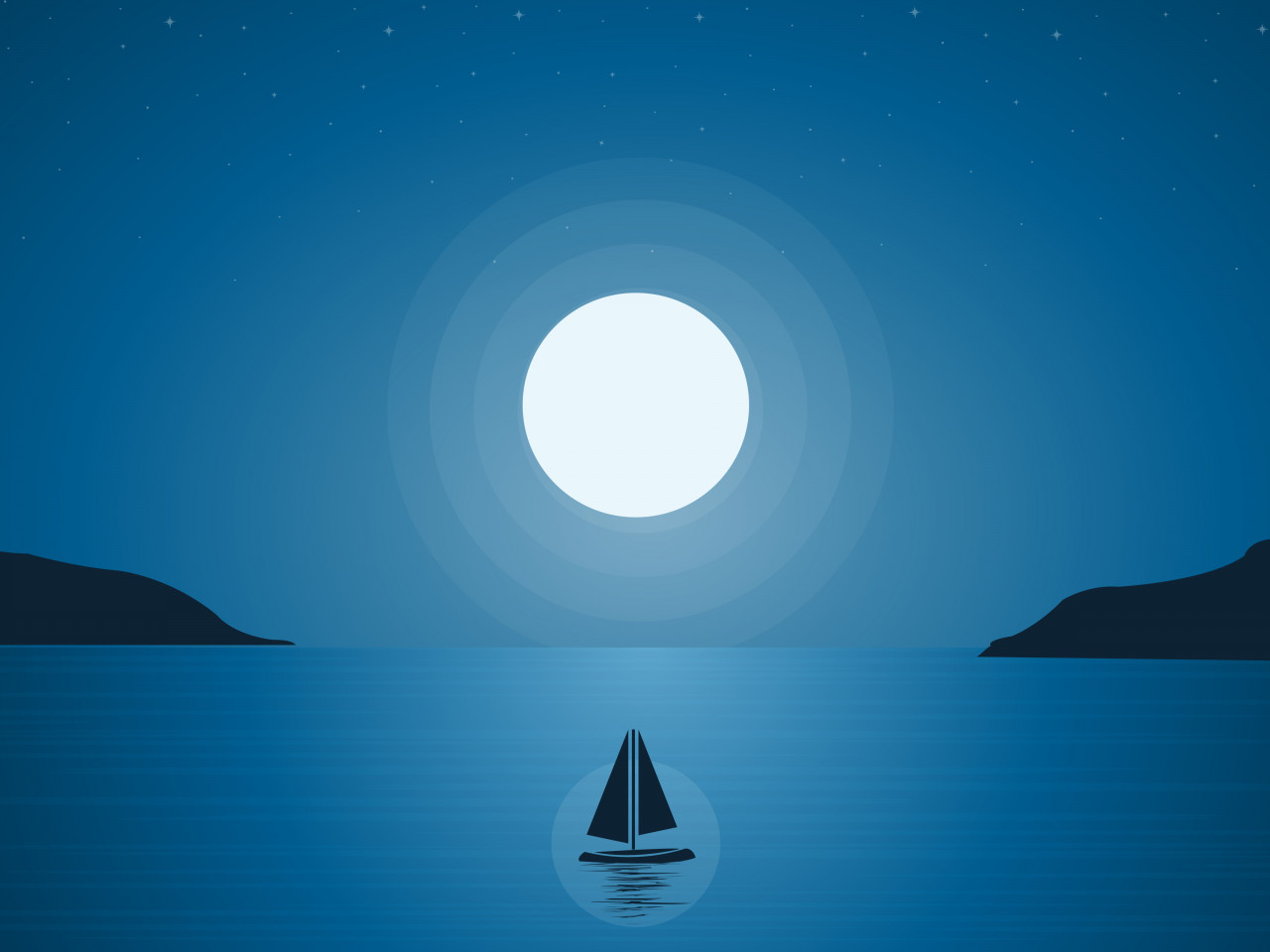 Boat trip under the moonlight wallpaper 1280x960