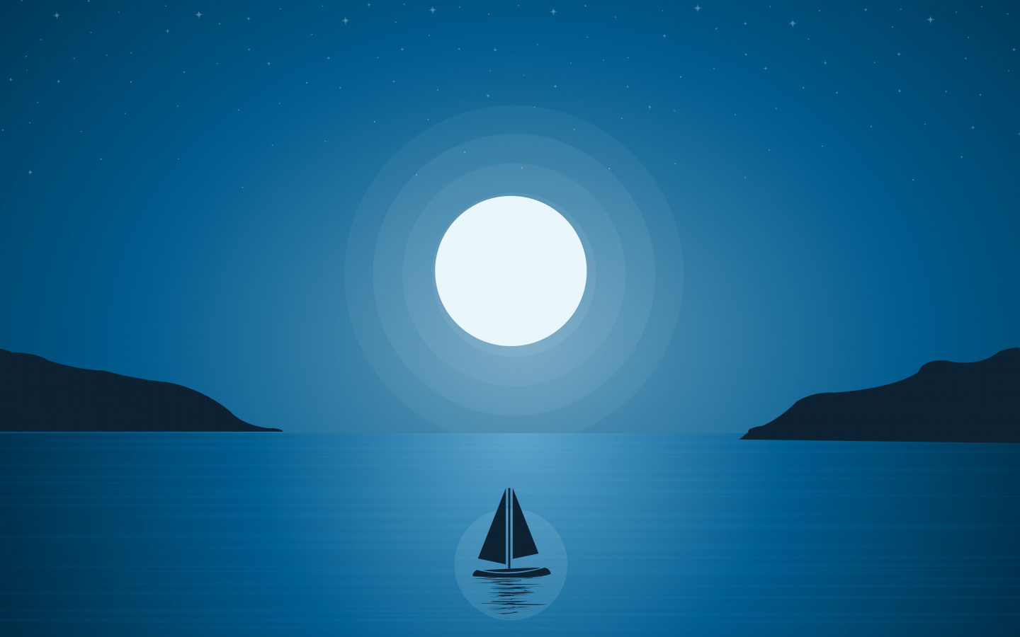 Boat trip under the moonlight wallpaper 1440x900