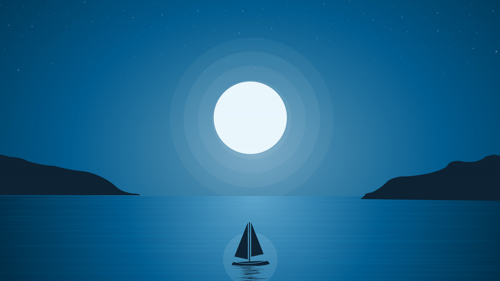 Boat trip under the moonlight wallpaper 1600x900