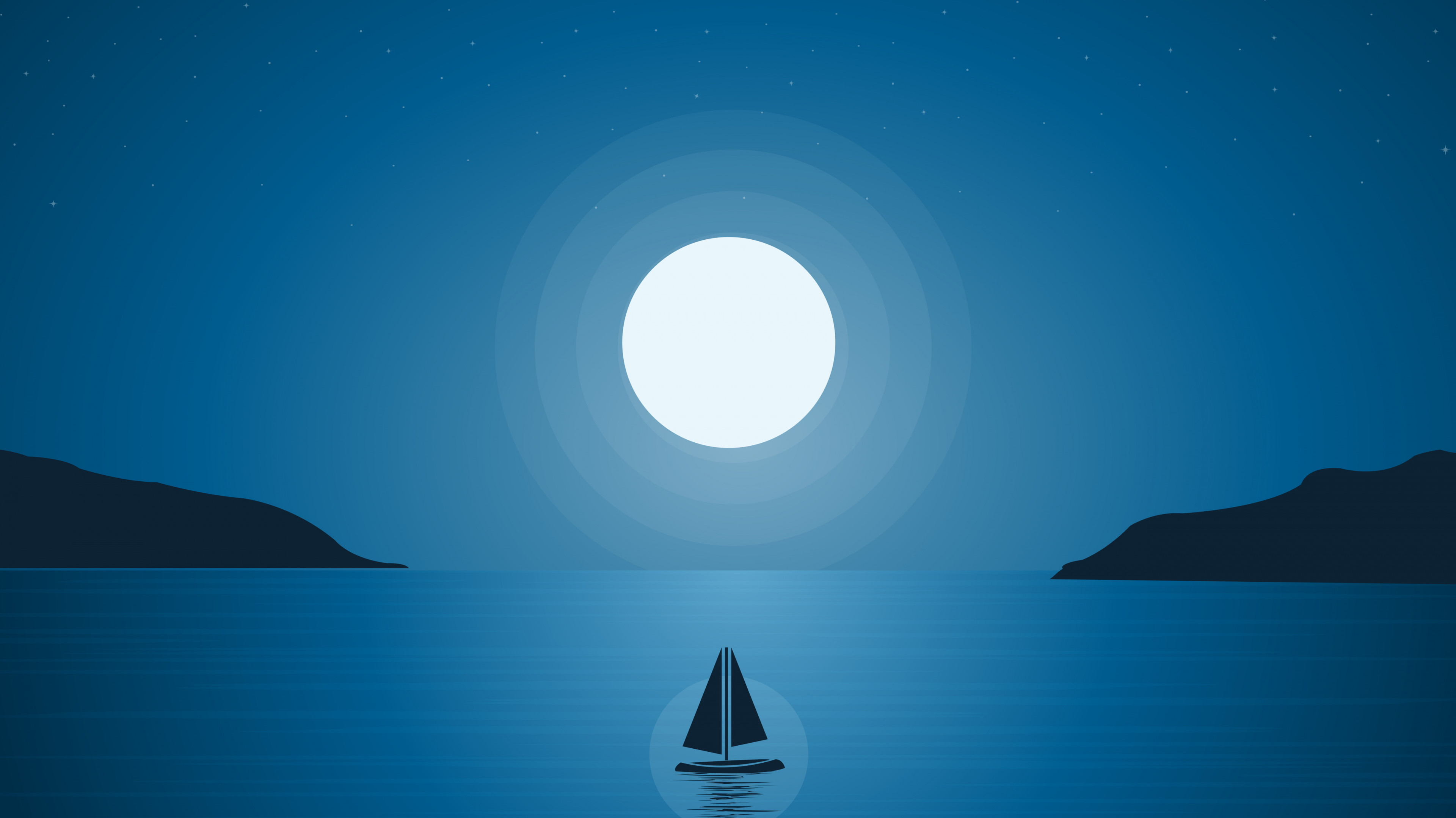 Boat trip under the moonlight wallpaper 3840x2160