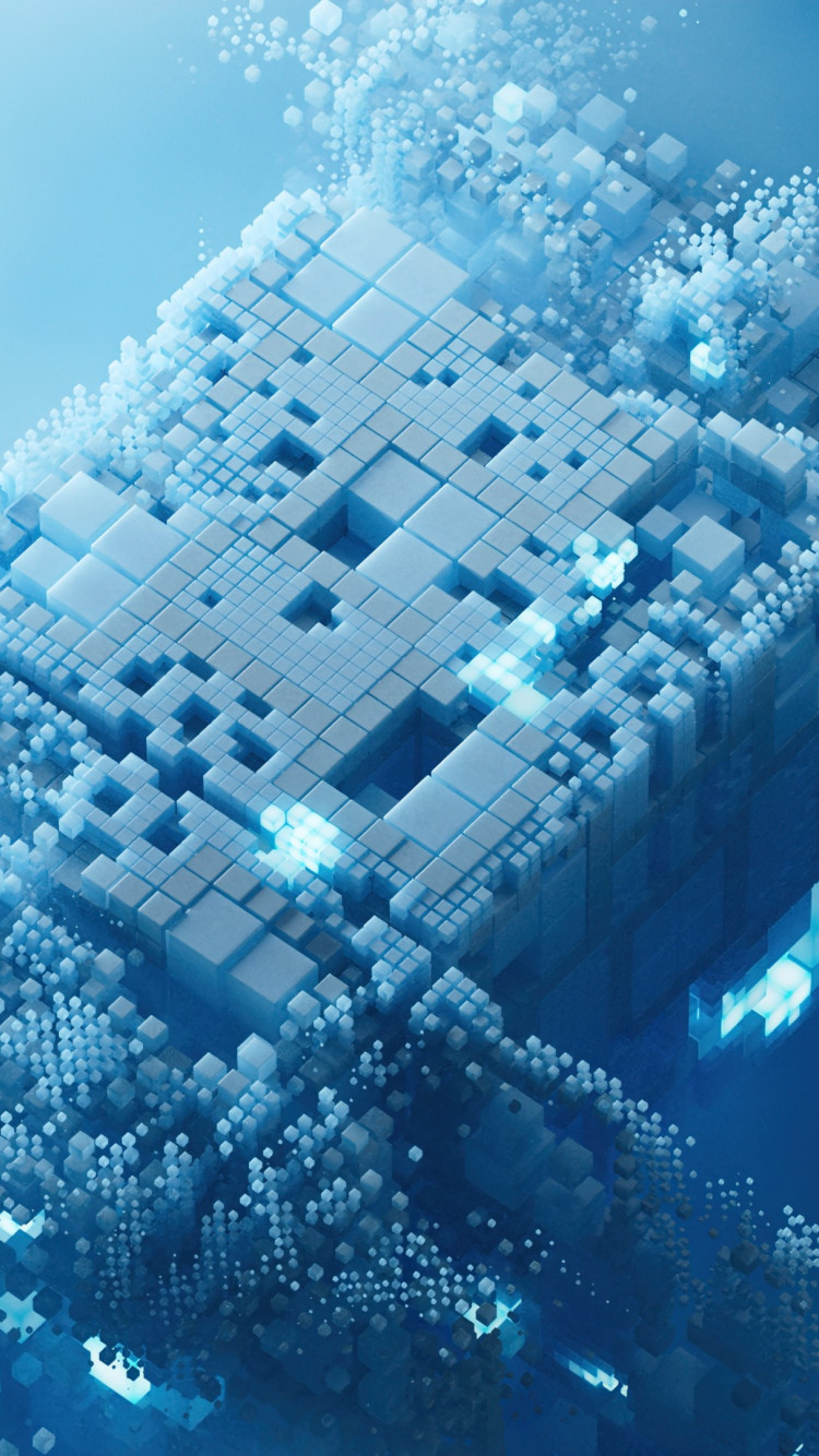 Windows 365 blue cubes wallpaper 750x1334