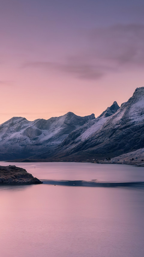Natural view over the lake and mountains wallpaper 480x854