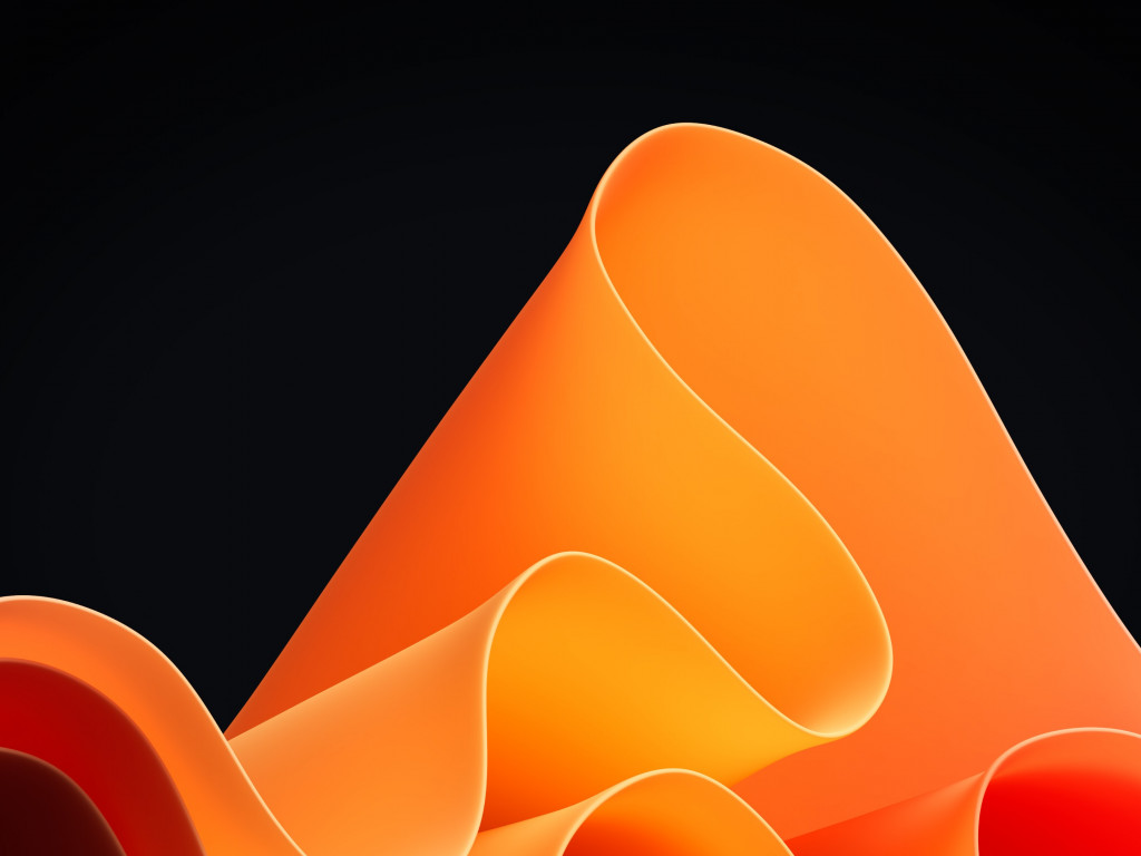 Orange waves in Windows 11 wallpaper 1024x768