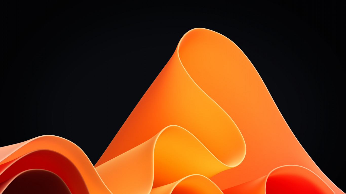 Orange waves in Windows 11 wallpaper 1366x768