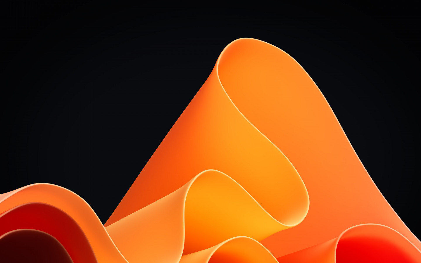 Orange waves in Windows 11 wallpaper 1440x900