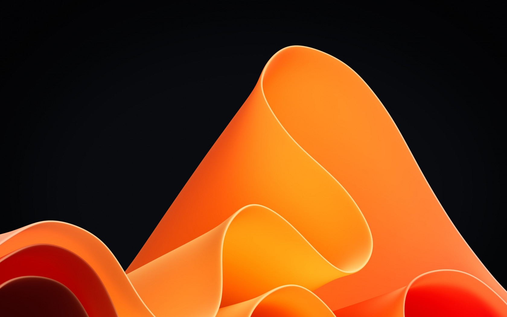 Orange waves in Windows 11 wallpaper 1680x1050