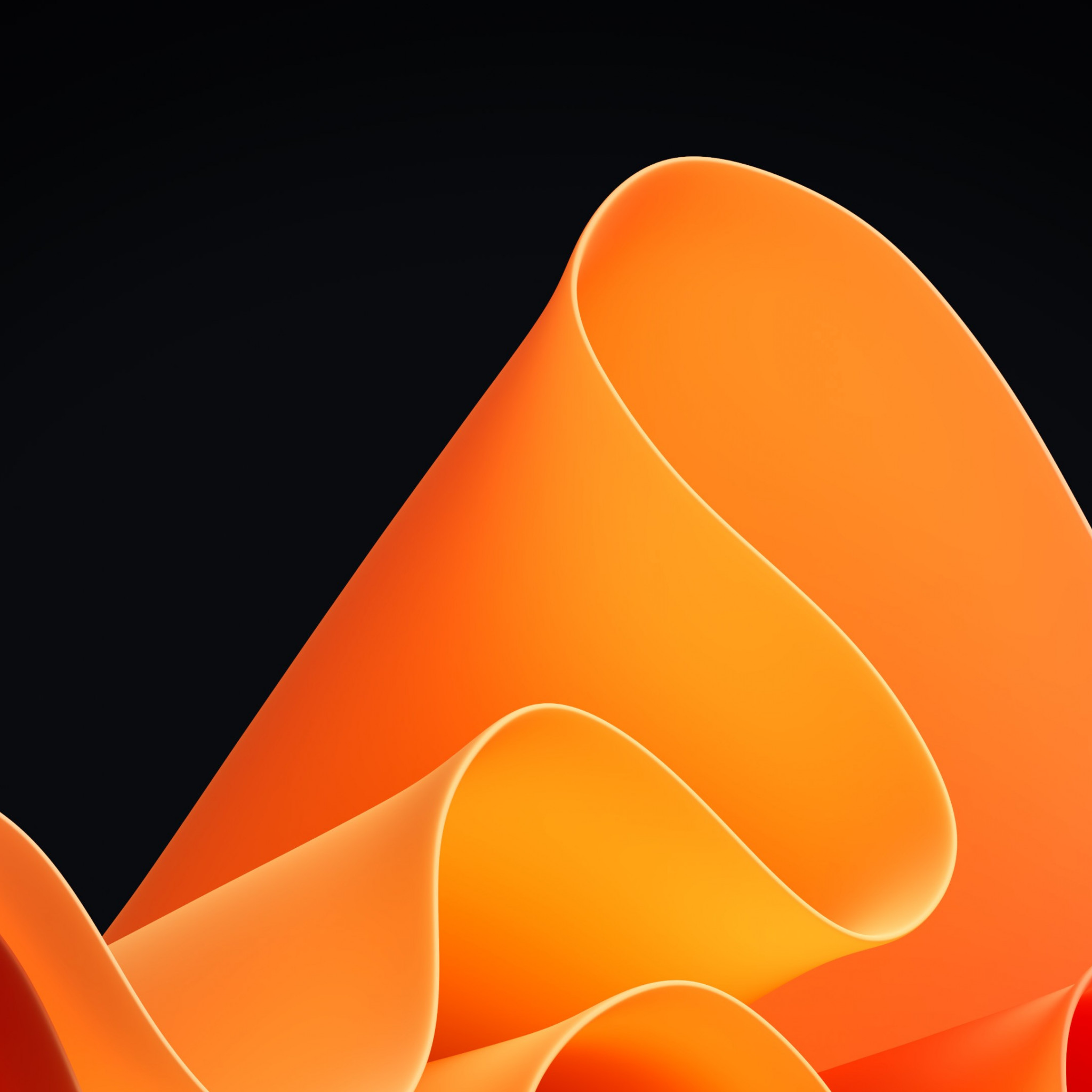 Orange waves in Windows 11 wallpaper 2048x2048