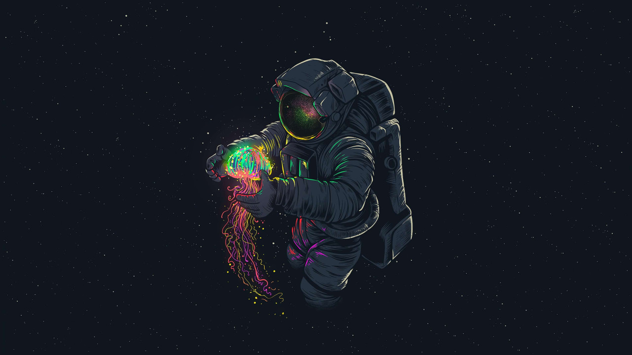 Astronaut with Jellyfish wallpaper 1280x720