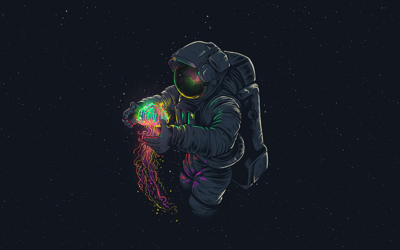 Astronaut with Jellyfish wallpaper 1280x800