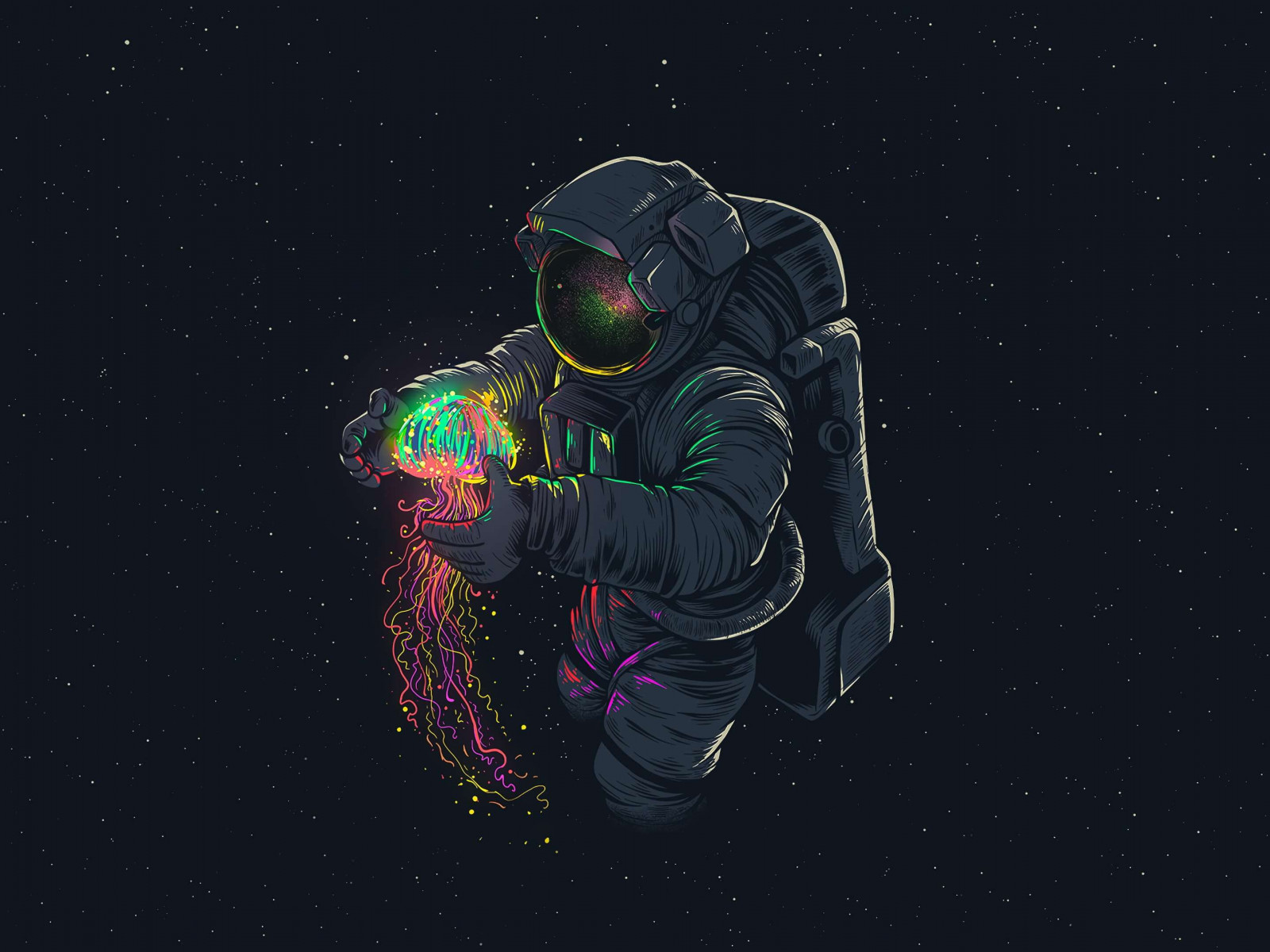Astronaut with Jellyfish wallpaper 1600x1200