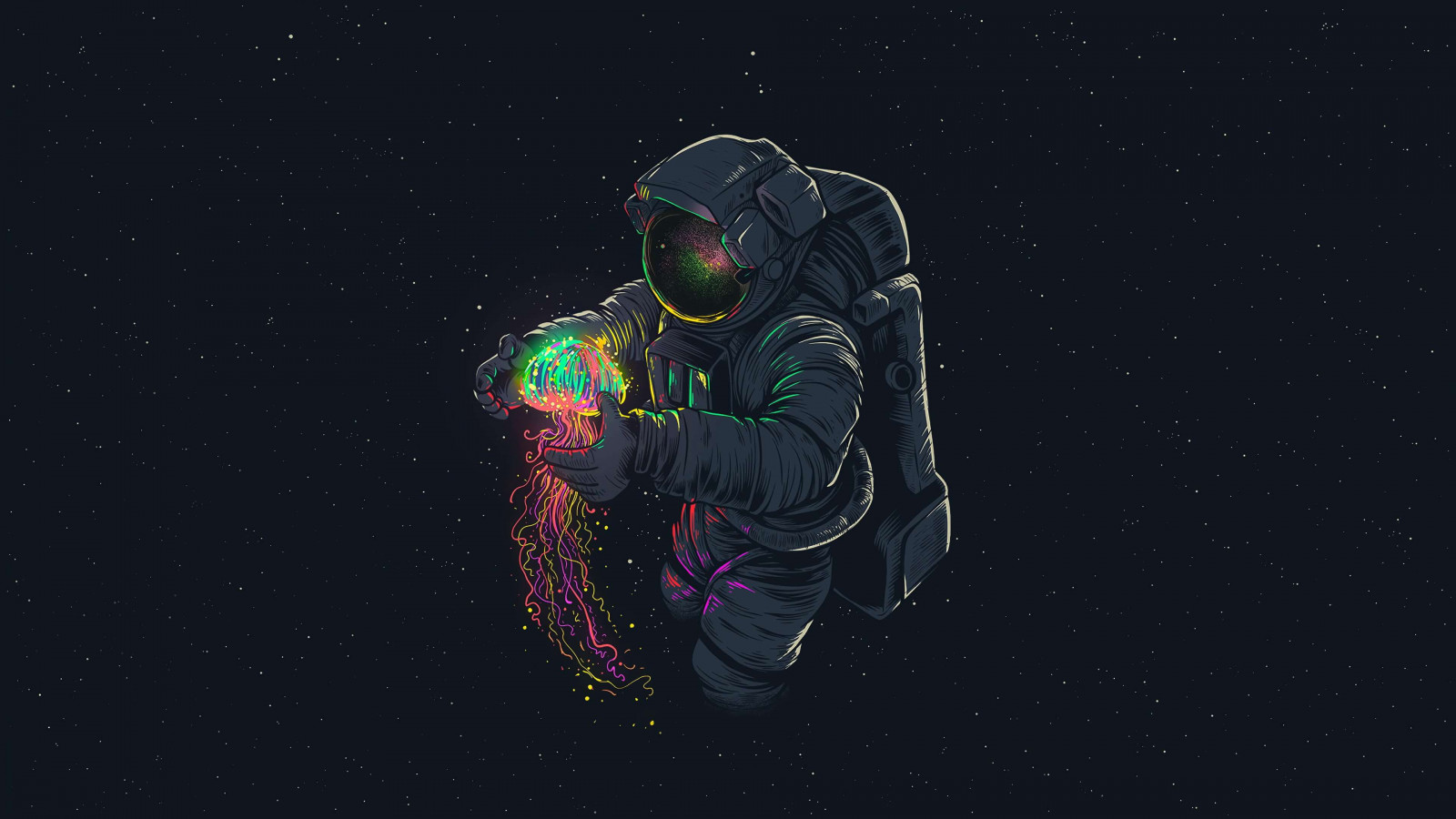 Astronaut with Jellyfish wallpaper 1600x900