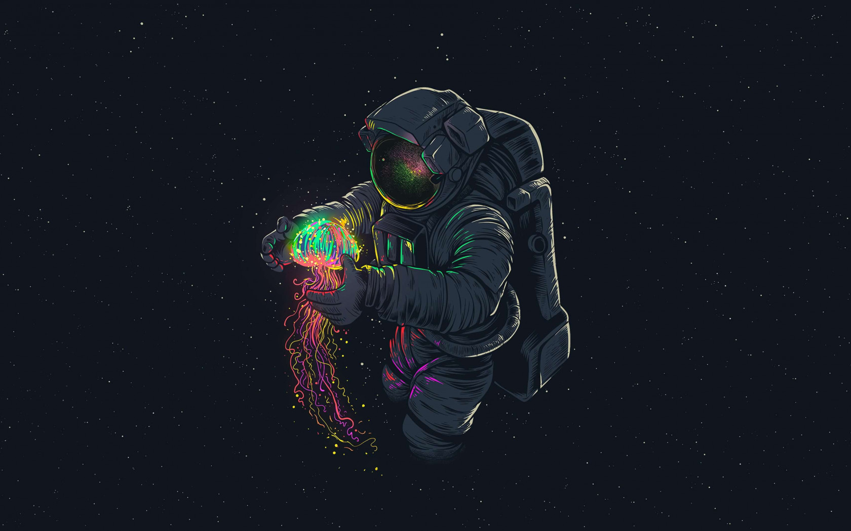 Astronaut with Jellyfish wallpaper 1680x1050