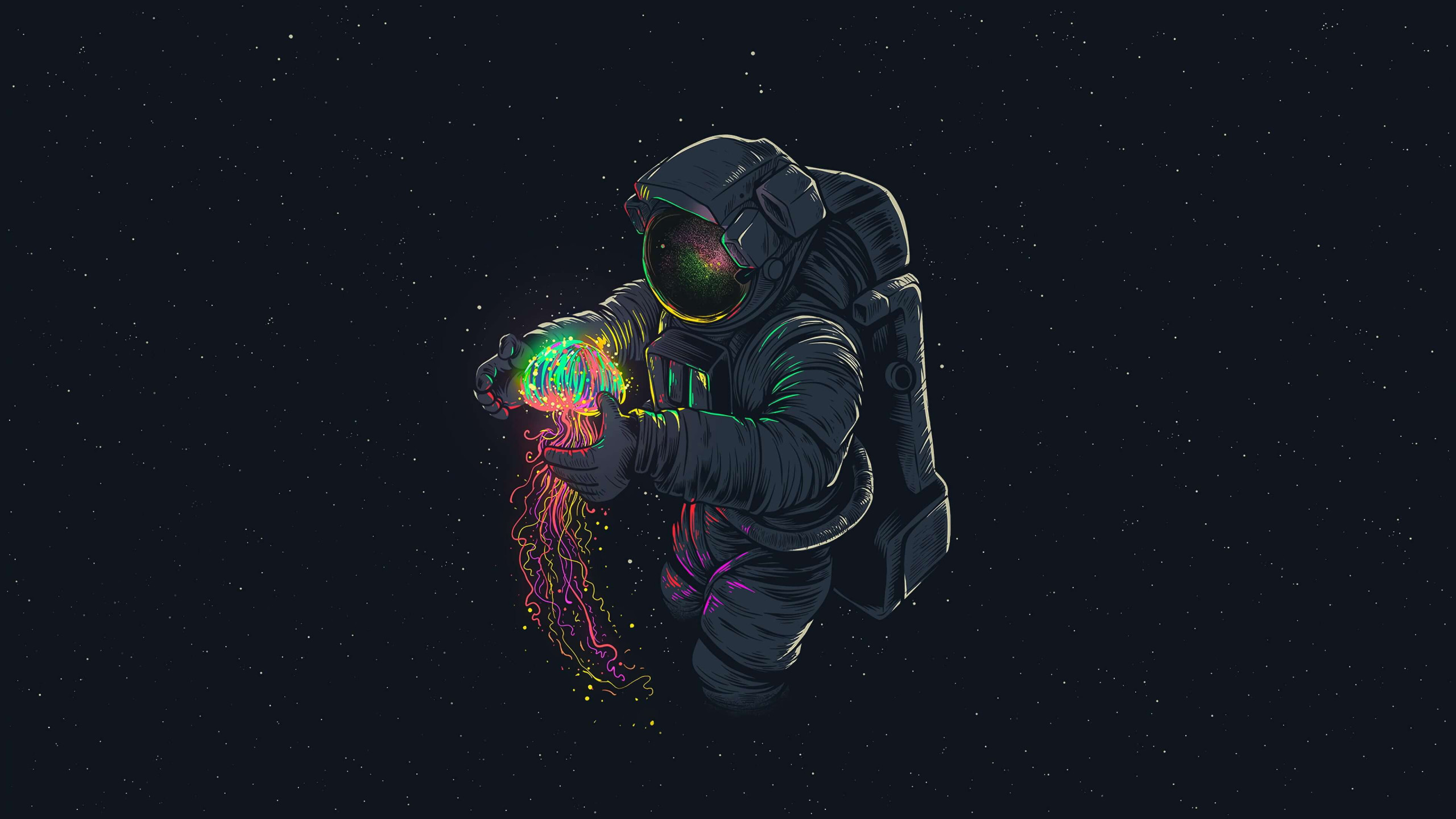 Astronaut with Jellyfish wallpaper 2560x1440
