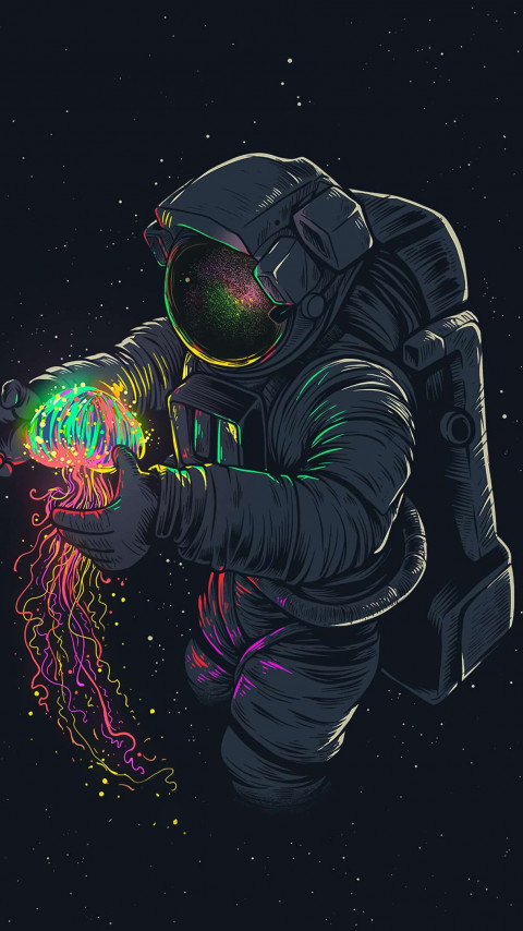 Astronaut with Jellyfish wallpaper 480x854