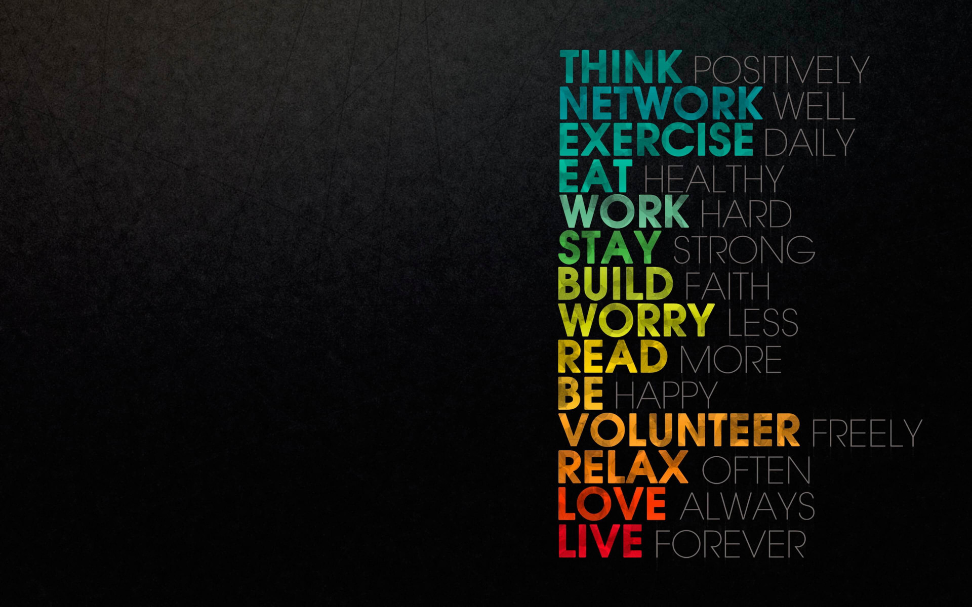 Think. Network. Exercise... Relax. Love. Live wallpaper 1280x800