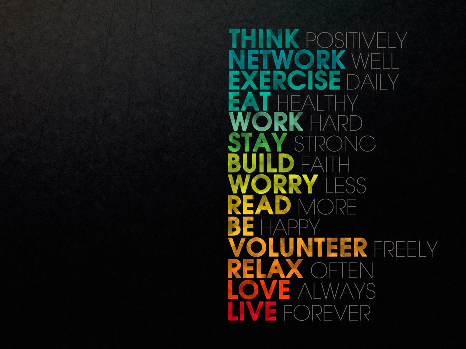 Think. Network. Exercise... Relax. Love. Live wallpaper 1280x960