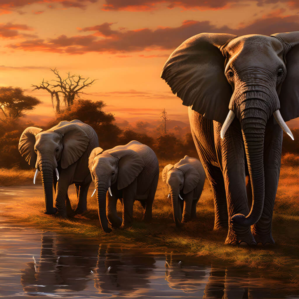 African savannah elephants wallpaper 1024x1024
