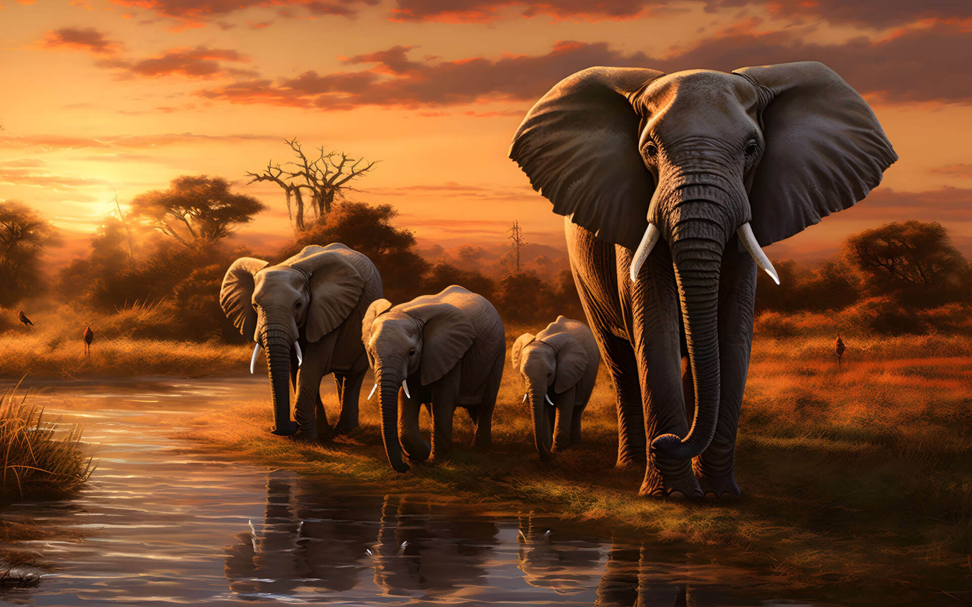 African savannah elephants wallpaper 1280x800