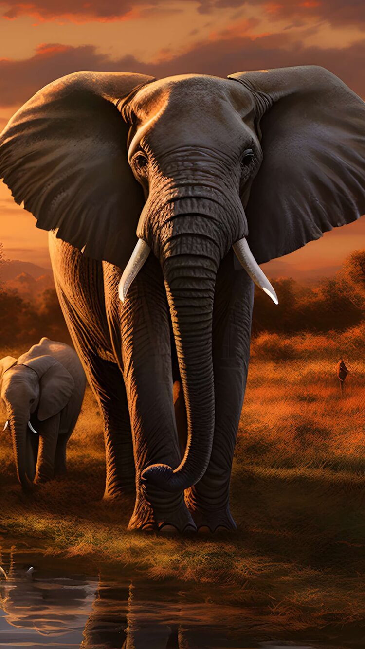 African savannah elephants wallpaper 750x1334