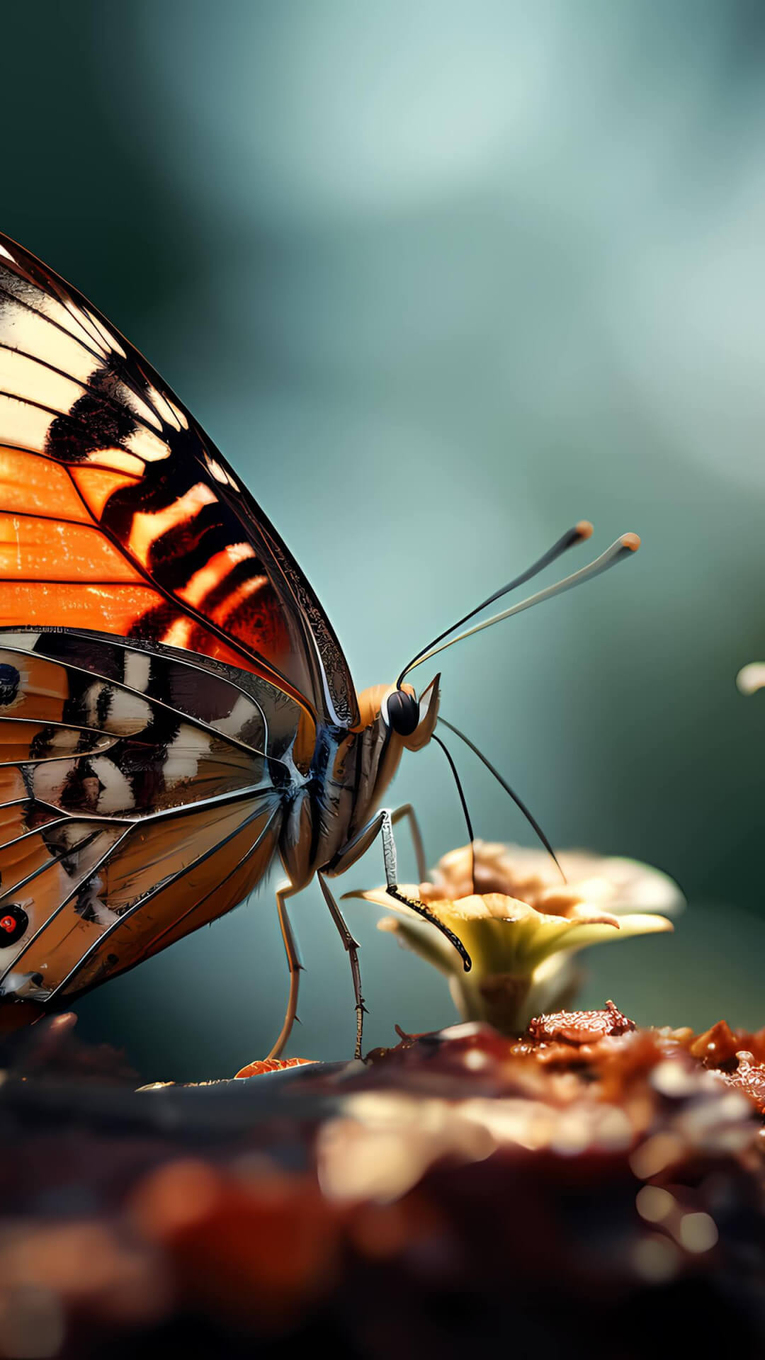 The butterfly feeding with nectar wallpaper 1080x1920