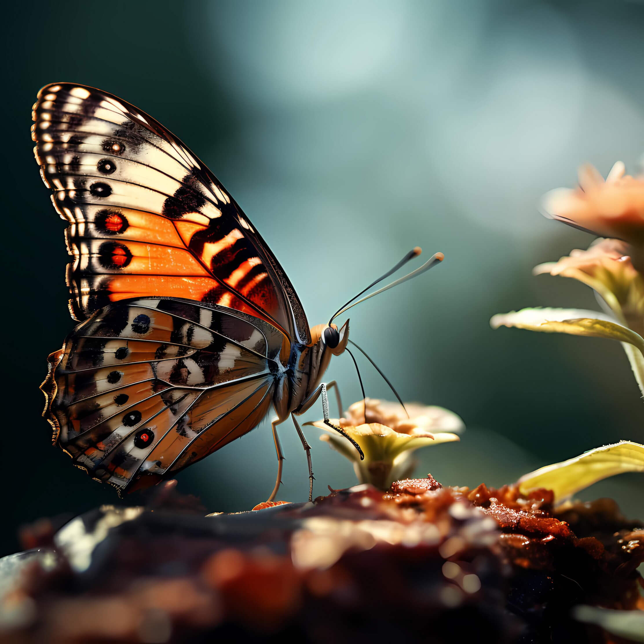 The butterfly feeding with nectar wallpaper 2224x2224