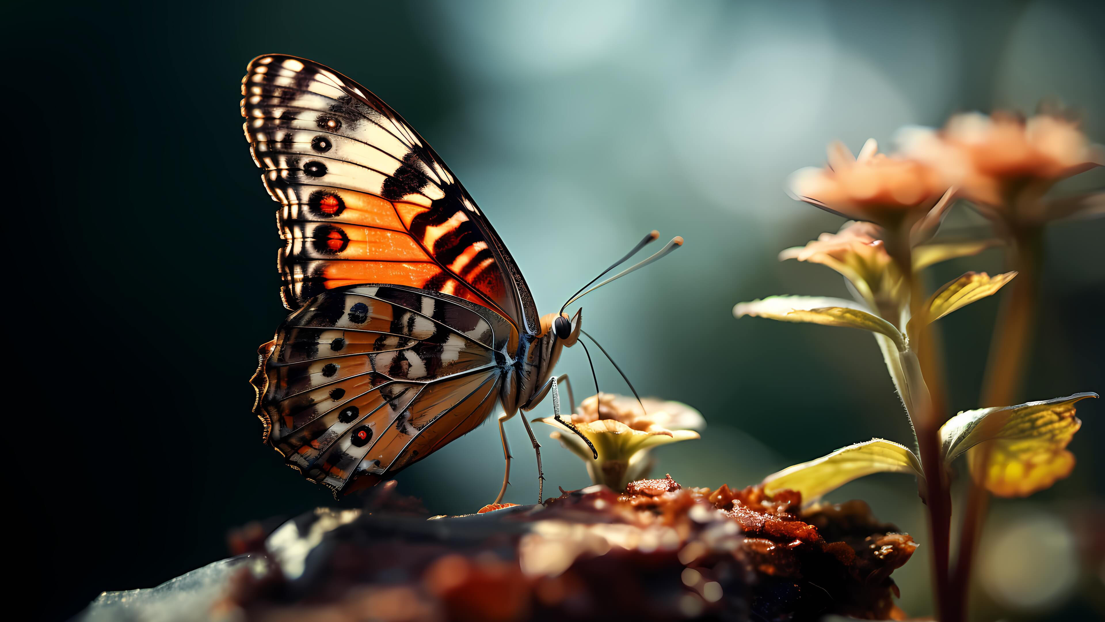 The butterfly feeding with nectar wallpaper 3840x2160