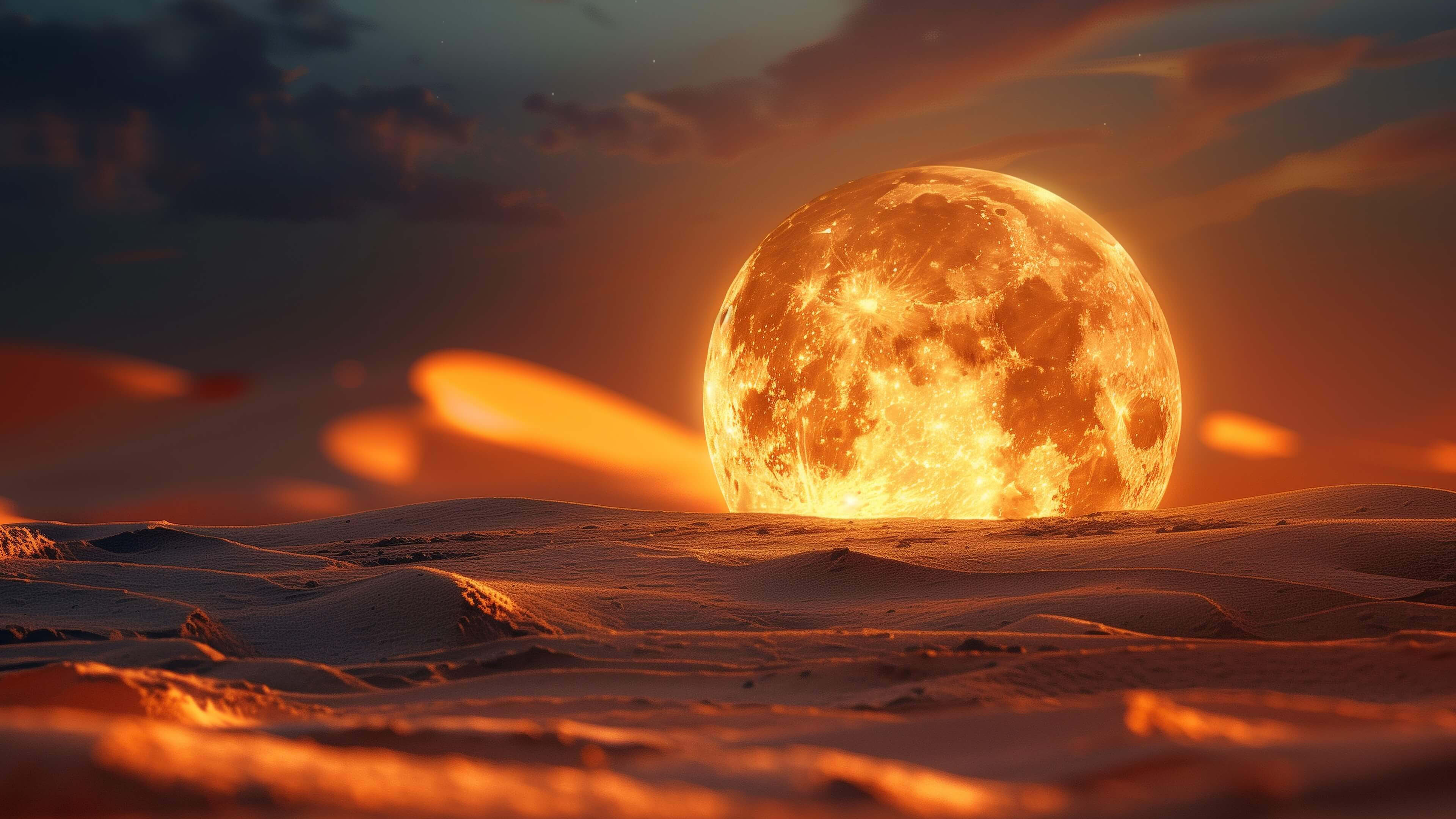 Under the burning moon wallpaper 3840x2160