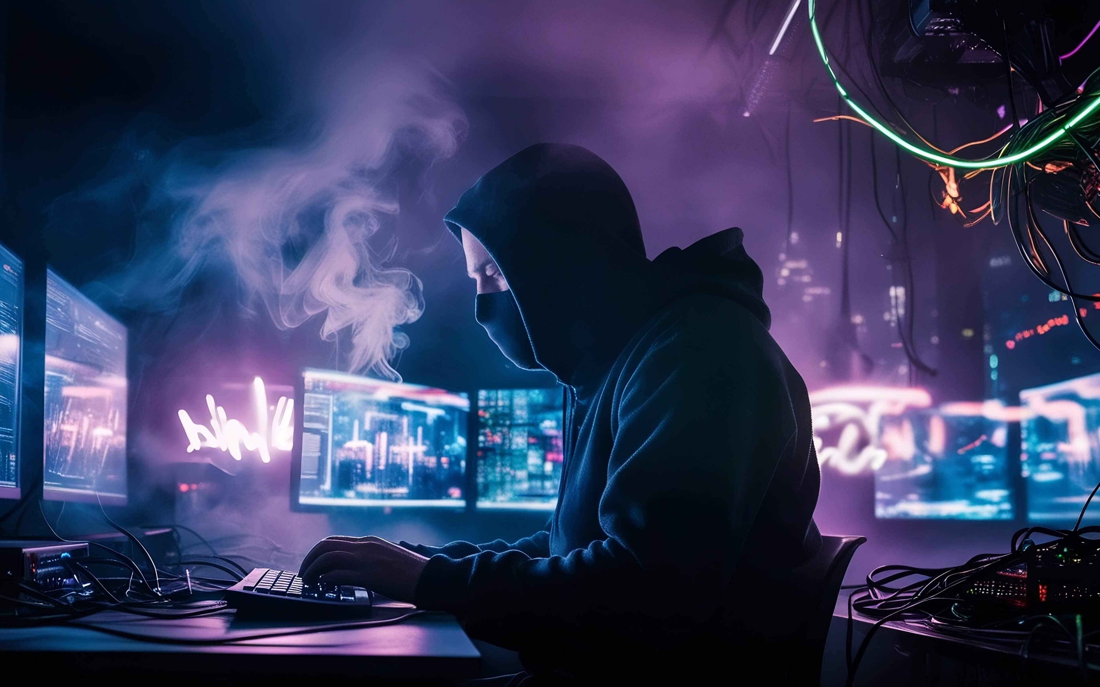 Hacker testing the cyber security wallpaper 3840x2400