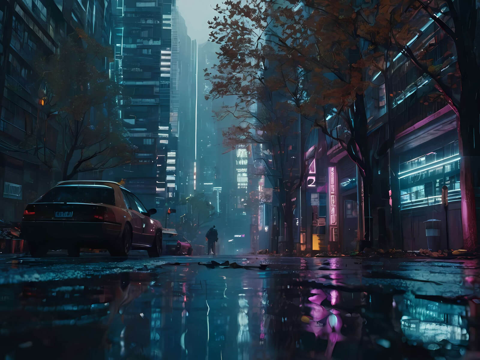 Rainy Urban Nights wallpaper 1600x1200