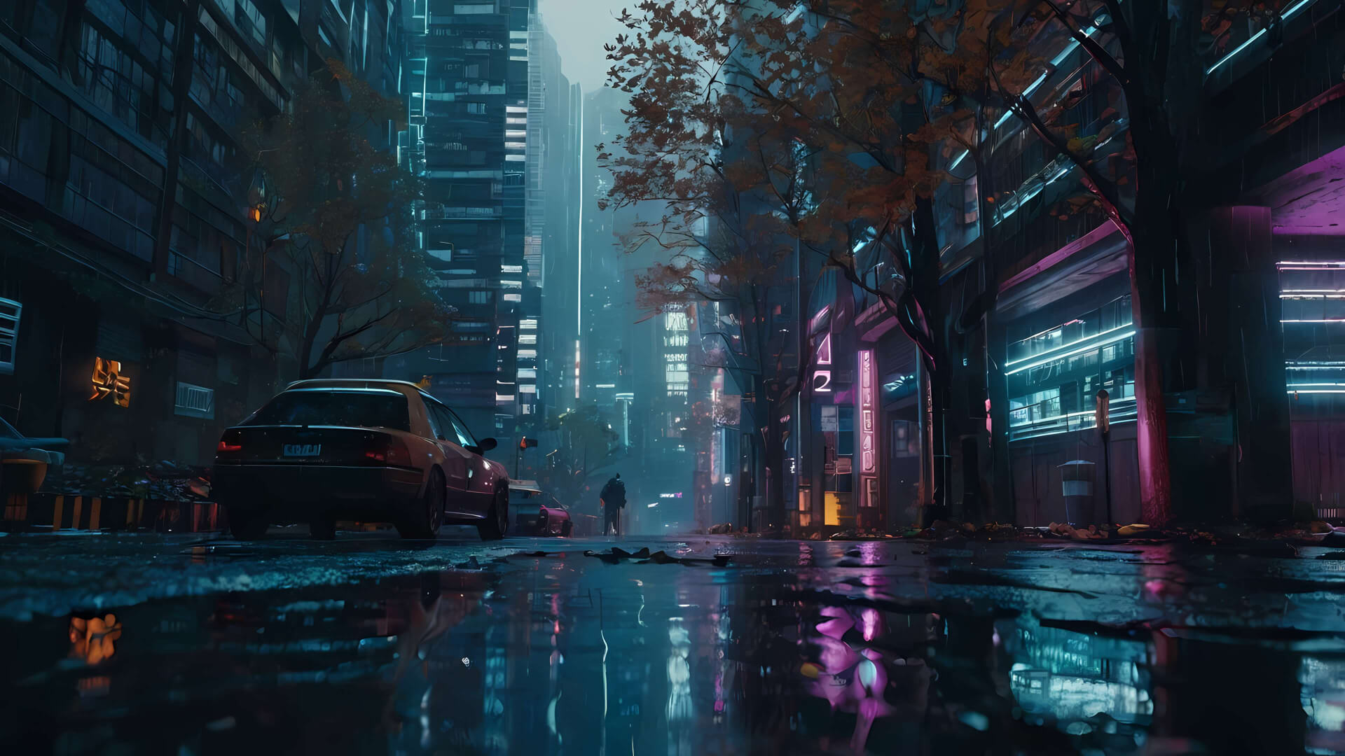 Rainy Urban Nights wallpaper 1920x1080