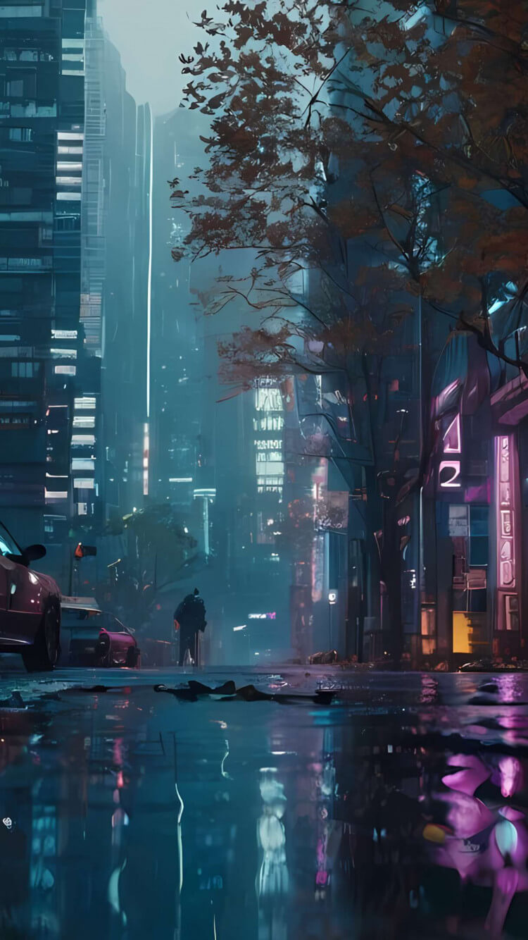 Rainy Urban Nights wallpaper 750x1334