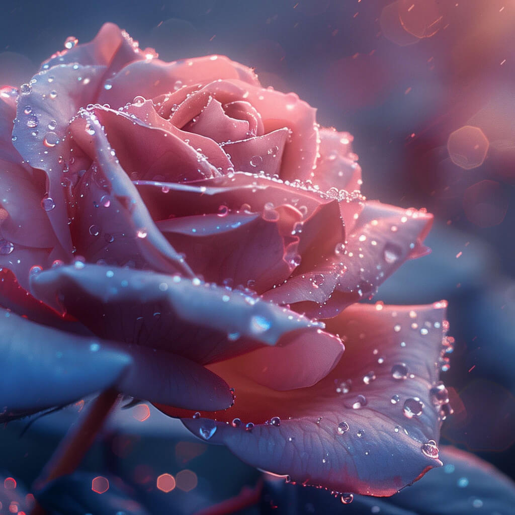 Rose covered with rain drops wallpaper 1024x1024