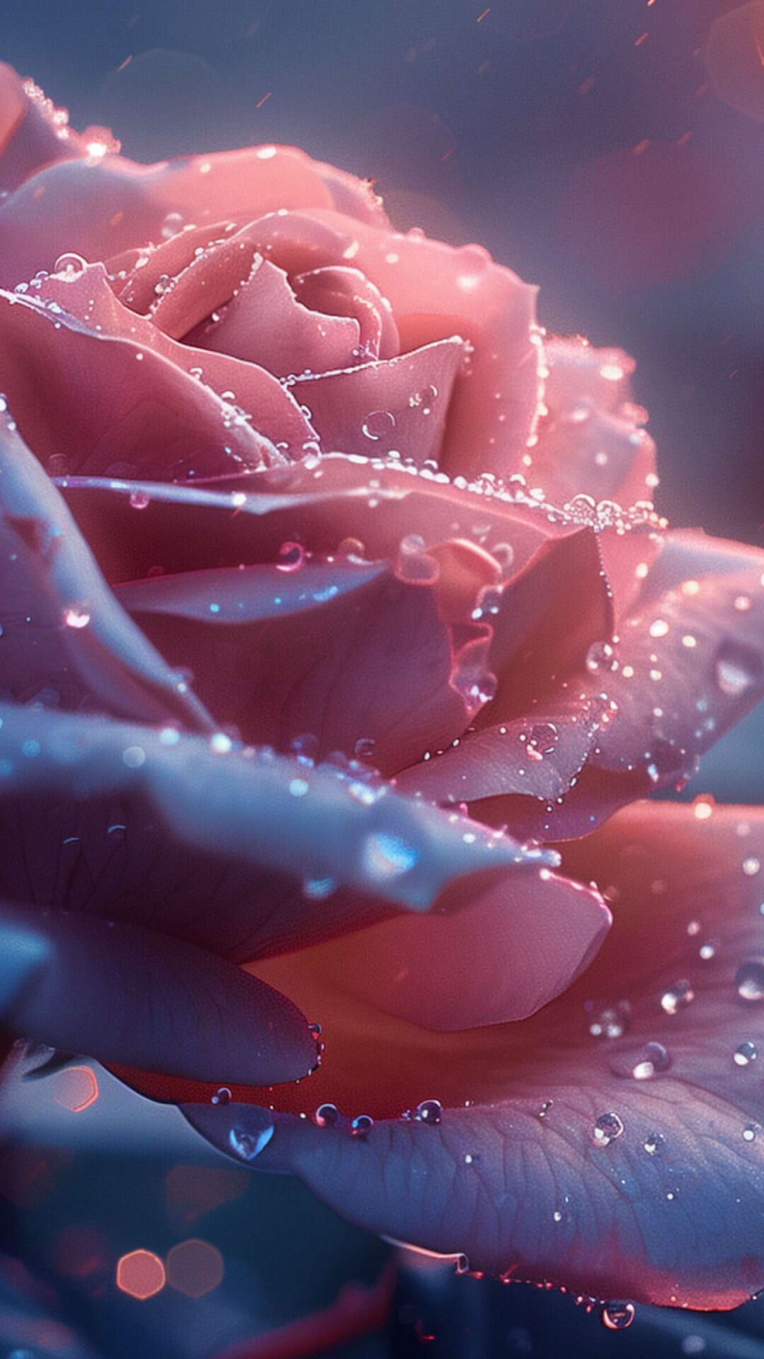 Rose covered with rain drops wallpaper 1080x1920