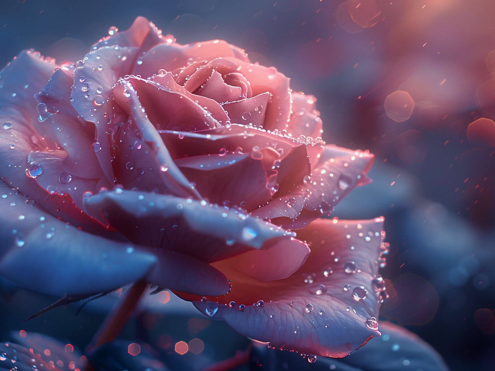 Rose covered with rain drops wallpaper 1024x768