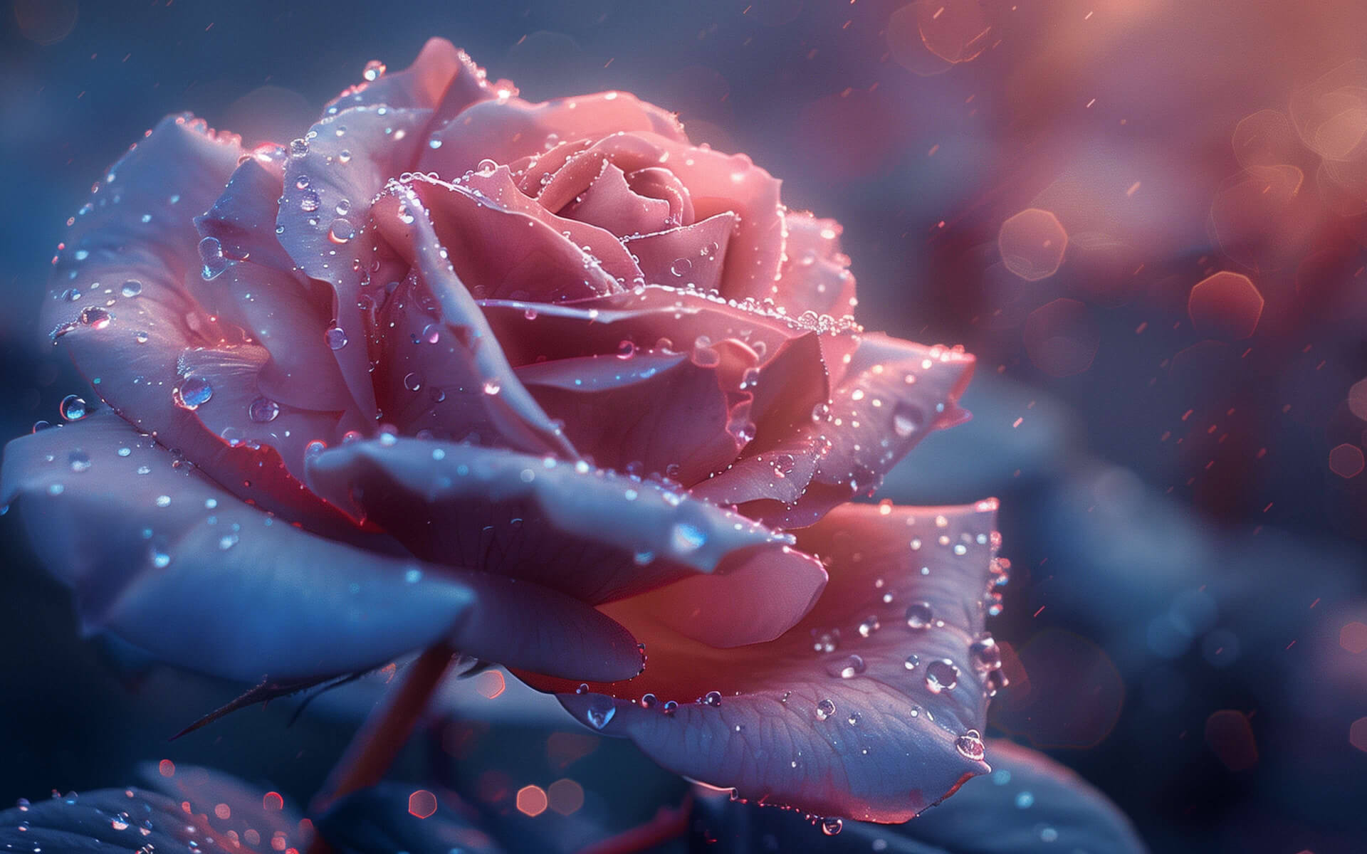 Rose covered with rain drops wallpaper 1920x1200